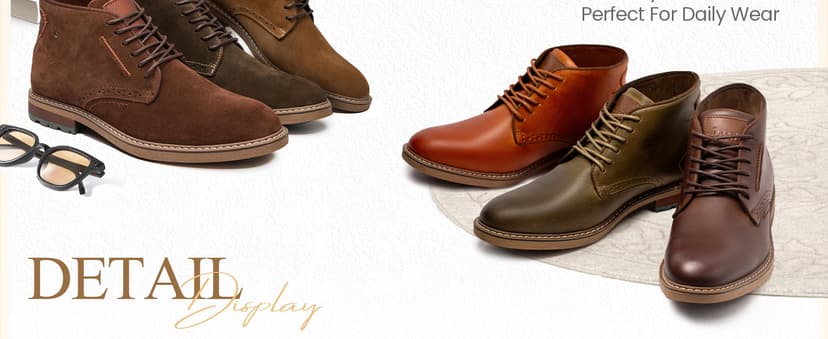 Arkbird Mens Chukka Boots, Genuine Suede Leather Classic Fashion Casual Ankle Lace-up Dress Boots for Men