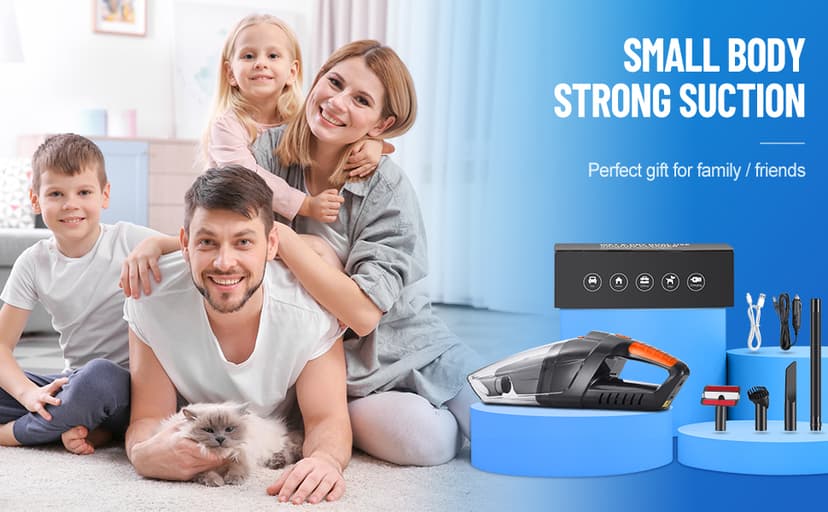 siumxr Handheld Vacuum Cordless,Powerful Suction 30Mins Long Runtime, Dust Busters Cordless Rechargeable with Two Washable Filters,Wet and Dry Hand Held Vacuum Cordless for Home, Car or Office