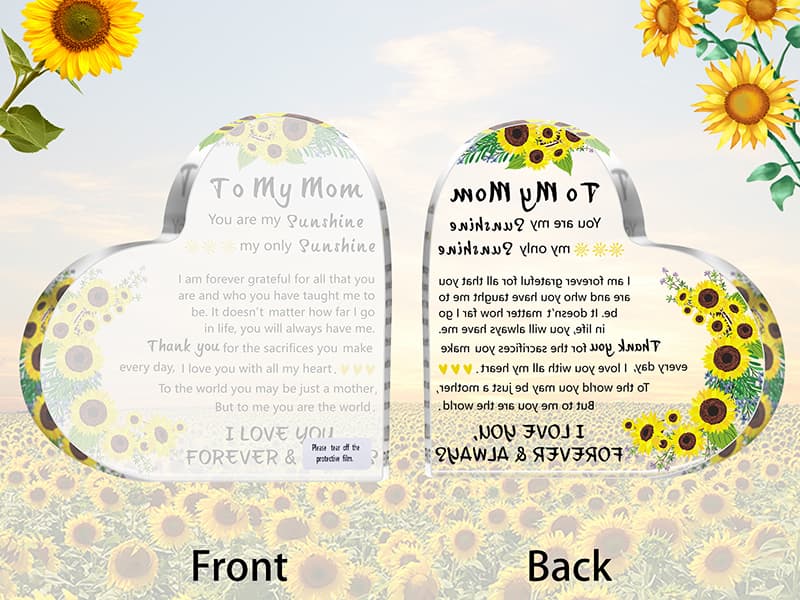 Gifts for Mom, 5.9×5.9 inch Delicate Heart Plaque, Mom Birthday Sign Present Idea, First Mothers Day Christmas Stocking Stuffers Birthday Acrylic Gifts for Mama Stepmom, Christmas Gifts for Mom