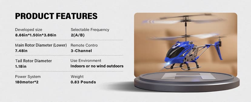 Cheerwing S107/S107G Phantom 3CH 3.5 Channel Mini RC Helicopter with Gyro Blue