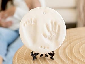 Baby Hand and Footprint Kit Girls, Boys - Personalized Baby’s First Christmas Ornament Kit, Newborn Christmas Gifts for New Mom, Cute Shower Gifts, Easy to Use Handprint Ornaments(Gold Paint, Cherish)