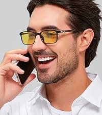 ANRRI Blue Light Blocking Glasses, Anti Eyestrain Lens Lightweight Frame Eyeglasses, Black, Men/Women