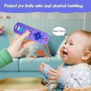 ROBBEAR Baby Teething Toys, Food Grade Silicone Teether for Babies 3 6 12 18 Months, TV Remote Shape Toddlers Chew Toys, Freezer BPA Free (Pink RC)