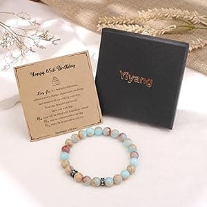 Yiyang 13th 16th 18th 21st 25th 30th 35th 40th 45th 50th 60th 65th 70th 75th 80th Birthday Gifts for Women, Natural Stone Bracelet Birthday Gifts for Women Mom Daughter Grandma Sister Coworker