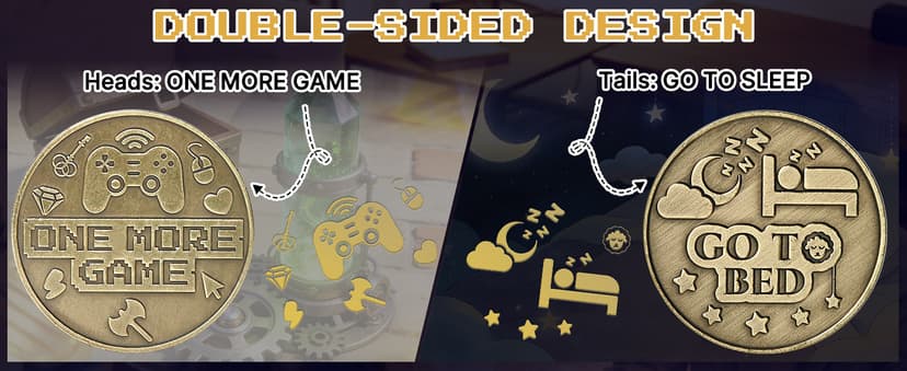 One More Game or Go to Sleep Gamer Decision Coin, Gifts for Gamer Boyfriend, Husband, Men, Gaming Accessories for Men, Game Gifts for Christmas, Valentine's Day, His Birthday B0G3PJT54G