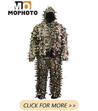 MOPHOTO 5 in 1 Ghillie Suit 3D Camouflage Hunting Suits - Jacket, Pants, Hood, Carry Bag for Adults & Youth, M/L/XL/XXL