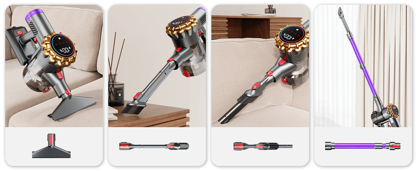 Cordless Vacuum Cleaner,Upgraded 550W 45KPA 60Mins Vacuum Cleaners for Home,Self-Standing Stick Vacuum with LED Display,8 in 1 Lightweight Anti-tangle Wireless Vacuum for Pet Hair Carpet Hard Floors