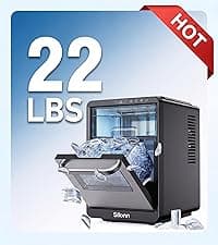 Silonn Ice Makers Countertop, 44lbs Per Day, 2 Ways to Add Water, Auto Self-Cleaning, Stainless Steel Ice Machine for Home Office Bar Party