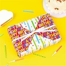 WRAPAHOLIC Reversible Birthday Wrapping Paper - Mini Roll - 17 Inch X 33 Feet - Colorful Balloon with Confetti Design for Birthday, Holiday, Party, Baby Shower B0BJ6V38SZ