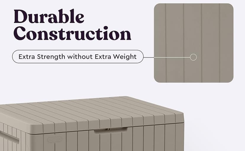 Keter City 30 Gallon Resin Outdoor Storage Box and Patio Furniture Side Table for Pool and Garden Accessories, Dark Grey