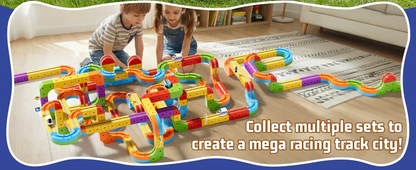 KlickRail Electric Train Set Flexible Race Track for 3 4 5 6 7 8 years old boys and girls, Building Toy Train Track Gravity-Defying 3D Embedded Layouts & Motorized Car, STEM Gift(Deluxe Set(88 Piece))
