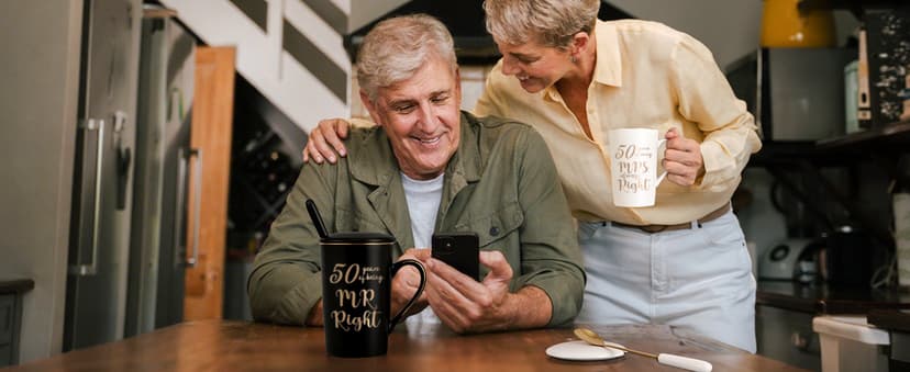 YHRJWN - 50th Wedding Gifts, 50 Years of Being Mr & Mrs Always Right Mug Set, Wedding Gifts Ideas for Parents Couple, 14 Oz with Lids and Gift Box