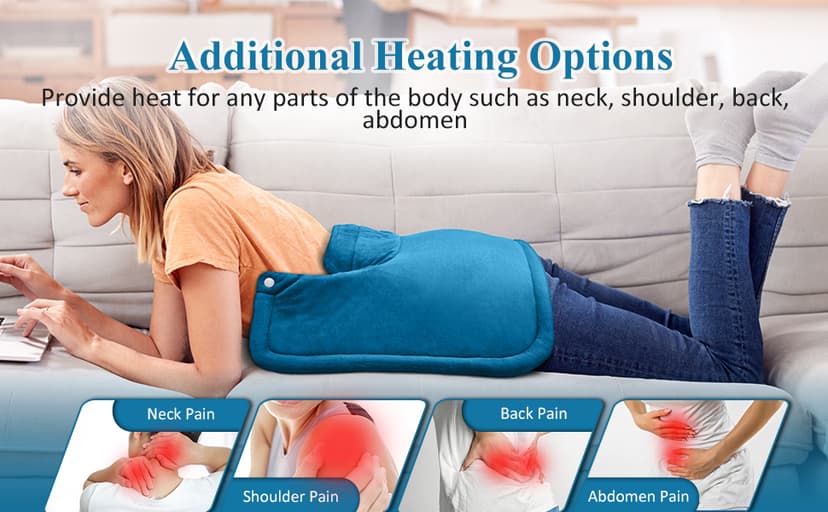Heating Pad for Neck and Shoulder, Birthday Gifts for Men Dad Husband, Electric Weighted Heat Pad for Back Pain Relief, Anniversary Christmas Gifts for Women Mom, Blue