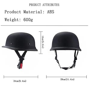 German Style Motorcycle Half Helmet Open Face Adult Men Women DOT Approved Retro Helmet,Matte Black