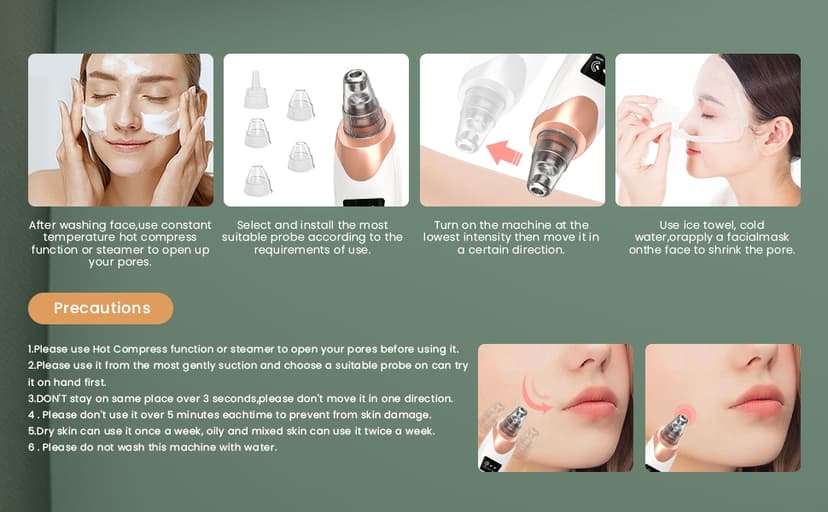 2025 Blackhead Remover Pore Vacuum,Facial Pore Cleaner-5 Suction Power,5 Probes,USB Rechargeable Blackhead Vacuum Kit Electric Acne Extractor Tool for Adult