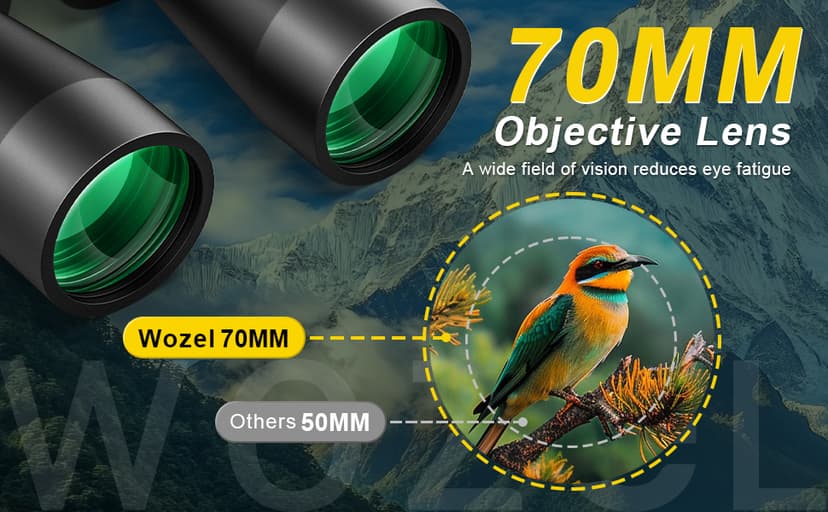 20x70 Binoculars for Adults High Powered - WOZEL HD Bird Binoculars with Clear Low Light Vision - Powerful Binocular for Bird Watching Hunting Travel Outdoor Hiking - Christmas Birthday Gifts for Men