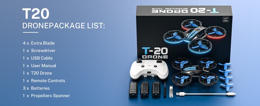 Drones - RC Drone with Auto Hovering and Headless Mode, Quadcopter with LED Light, Propeller Full Protect, 3D Flips, 3 Batteries, Remote Control, Best Gifts