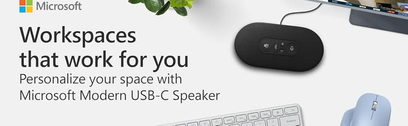Microsoft Modern USB-C Speaker, Certified for Microsoft Teams, 2- Way Compact Stereo Speaker, Call Controls, Noise Reducing Microphone. Wired USB-C Connection,Black