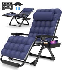 Suteck Oversized Zero Gravity Chair,29In XL Lounge Chair w/Removable Cushion&Headrest, Reclining Camping Chair w/Upgraded Lock and Footrest, Reclining Patio Chairs Recliner for Indoor Outdoor