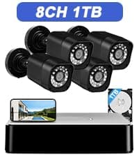 4CH 1080P Wired Security Camera System, AIWIXEN CCTV DVR with 512GB Hard Drive, 4 x Home Surveillance IP68 Waterproof Security Cameras with Human Vehicle Detection, Remote Access, 24-7 Recording