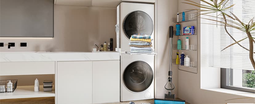 Kiss Core Washer Dryer Stacking Kit, Universal Washer Dryer Stacking Kit with Pull-Out Sliding Plate, Adjustable 29"-21" Stacking Kit for Washer and Dryer with Ratchet Strap