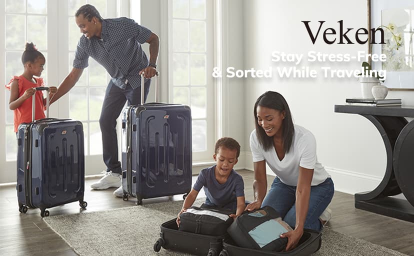 Veken 10 Set/8 Set Packing Cubes for Travel Essentials, Suitcase Organizer Bags in 4 Sizes, Carry-On Luggage Accessories with Large Laundry & Toiletry Bag, Must-Have for Airplane, Road Trip & Camping