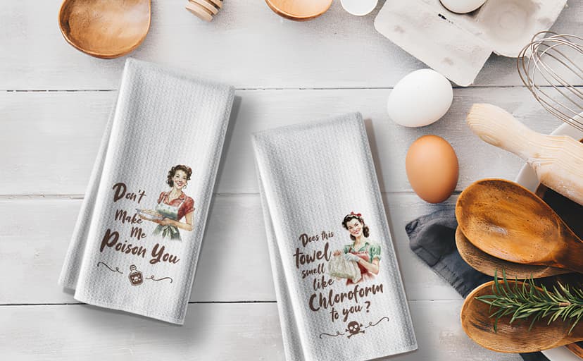 Kitchen Towels,Funny Joked Themed Dishcloth,16 * 24,2Pack,Microfiber Bar Towel,Hilarious Hand Towels,High Absorbent Dish Towels,Best Gifts for Hostess New Home Mom Women Housewarming