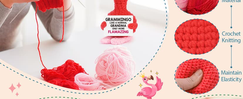 Grandma Birthday Gifts from Grandkids, I Love You Grandmother Birthday Gifts, Christmas for Great Grandma Nana Gigi Mimi Present from Granddaughter Grandson, Funny Handmade Crochet Flamingo Grammingo