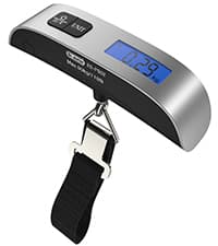 Fish Scale Luggage Scale Fishing Gear - 110lb Backlit LCD Display Digital Scale with Built-in Measuring Tape - Fishing Scale with 2 AAA Batteries, Pocket Size - Fishing Gifts for Men