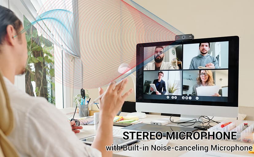 Webcam for PC, HD 1080P USB Plug-and-Play Computer Web Camera, High Definition Webcam for Desktop Laptop, Ideal for Online Class, Video Conference, Live Streaming & Gaming