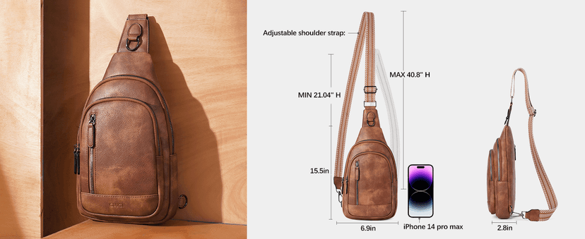 CLUCI Crossbody Bags for Women Men,Leather Sling Bag Cross Body Backpack for Woman Gifts for Women Birthday Unique