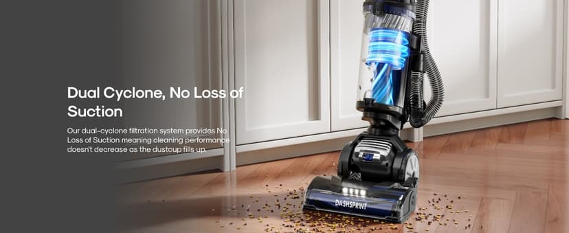 Eureka Upright Vacuum Cleaner for Carpet and Hard Floor,Powerful Vacuum with Dual Cyclone Suction,Swivel Steering,Anti-Tangle,Large Dust Cup,NEU612BL, Blue