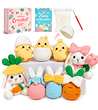 MAGIMUSE Crochet Kit for Beginners, Crochet Starter Kits, Amigurumi Craft Knitting Crocheting Kits with Step-by-Step Video Tutorials, 6 Pack Hanging Potted Plants Family(40%+ Yarn