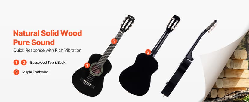 VEVOR Acoustic Guitar, Classical Guitar Starter Kit for Beginners, with Nylon Strings, Basswood Guitar, for Kids Adults Girls Boys Students