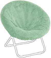 HOMBYS Fluffy Shaggy Cover for Papasan Chair Cushion, Plush Faux Fur Slipcover ONLY, (Without Cushion) Removable Soft Papasan Cushion Covers with 8 Ties, (Sage Green, 55"x55")