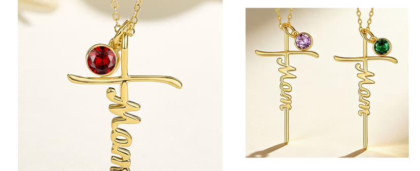 Mothers Day Religion Christian Pendant for Mom 14K Gold Mom Cross Necklace Mother Jewelry Birthday Gift B0GSV5Q8C6