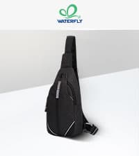 WATERFLY Crossbody Sling Backpack Sling Bag Travel Hiking Chest Bag Daypack (Black)