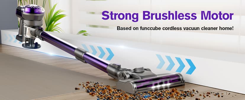 Cordless Vacuum Cleaner, Lightweight Stick Vacuum for Home, Handheld Cordless Vacuum for Hardwood Floor, Carpet & Pet Hair, Powerful Suction, Self-Standing, Purple