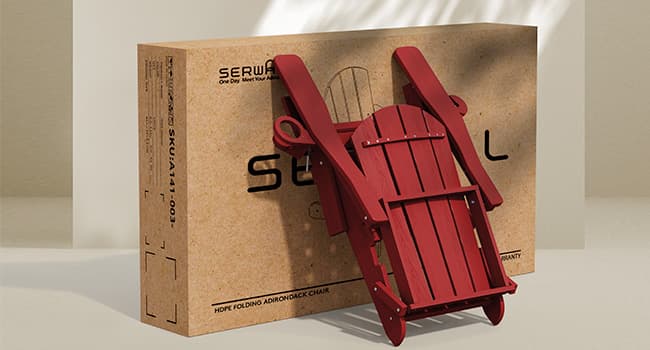 SERWALL Adirondack Chair with Cup Holders - Composite Adirondack Chairs Set of 2 HDPE Outdoor Chairs All Weather Use- Dark Red