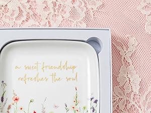Crisky Jewelry Ring Dish for Women Christian Gifts Trinket Tray Inspirational Friendship Gifts for Friend Birthday Jewelry Tray for Her Sisters Besties Verse: Sweet Friendship –Proverbs 27:9