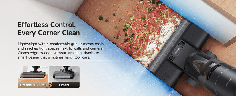 DREAME H12 PRO Vacuum Mop, Wet Dry Vacuum Cleaner for Hard Floor, Vacuum and Mop at The Same Time for Wet & Dry Messes, Auto Self-Cleaning, Edge to Edge Cleaning with Hot Air Drying