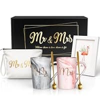 Christmas Gift for Couples Newlyweds Husband Wife His and Hers Couples Gift Bride to Be Bridal Shower Engagement Anniversary Linkax Wedding Gifts for Couples 2026, Mr and Mrs 13.19 Oz Coffee Mugs B0DM645NTY