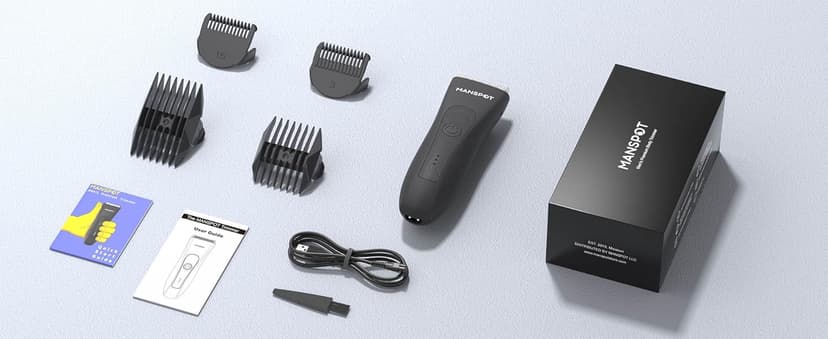 MANSPOT Manscape Groin & Body Hair Trimmer for Men, Electric Ball Pubic Trimmer Shaver,Manscape Kit with 4 Guard,Replaceable Ceramic Blade Heads,Waterproof Wet/Dry Shaver,90 Minutes Shaving