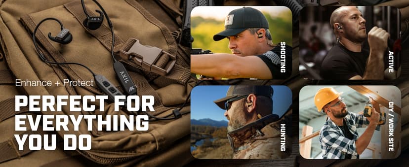 AXIL GS Extreme 3.0 Shooting Ear Protection – Desert Tan - Hearing Enhancement & Noise Isolation Bluetooth Earbuds – 5X Hearing Protection for Shooting, Travel, Work and Concerts