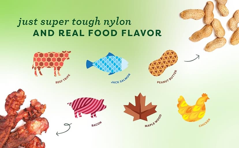 Benebone Medium 4-Pack Dog Chew Toys for Aggressive Chewers, Made in USA, 60lbs and Under