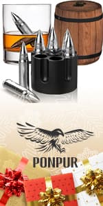 PONPUR Gifts for Men Dad Christmas, Whiskey Decanter Globe Set with 2 Ball Stones & 2 Glasses, Anniversary Birthday Gifts for Him Husband Boyfriend Brother, Cool Stuff Gift for Bourbon Scotch