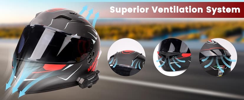 Bluetooth Motorcycle Helmet, Modular Motorcycle Helmet, DOT Approved Intercom System with Built-in Bluetooth
