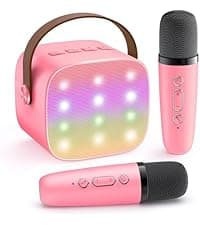 Mini Karaoke Machine with 2 Wireless Microphones, TOP Kids Gifts for Girls Ages 3, 4, 5, 6, 7, 8, 9, 10, 11, 12 +Years Old, 4-12th Christmas Birthday Toy Gift for Girls Boys Party (Purple)