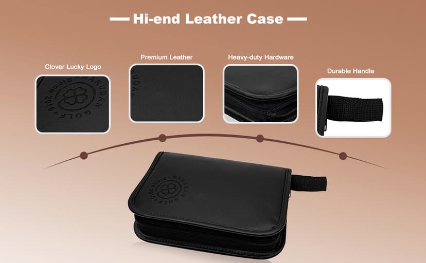 Golf Accessories for Men and Women, Golf Gifts for Him with Leather Case, Golf Brush, Golf Balls, Golf Tees, Golf Ball Clamp, Golf Divot, Golf Ball Line Marker Tool,Golf Ball Marking Stencils