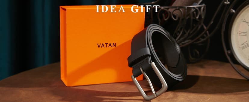 VATAN Men's Genuine Leather Casual Every Day Jeans Belts, Handmade Men Leather Belt with Gift Box